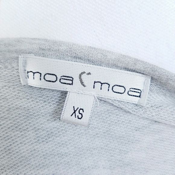 Moa Moa Grey Knit Top Blue Tassel Hem XS EUC Boho - Picture 7 of 8